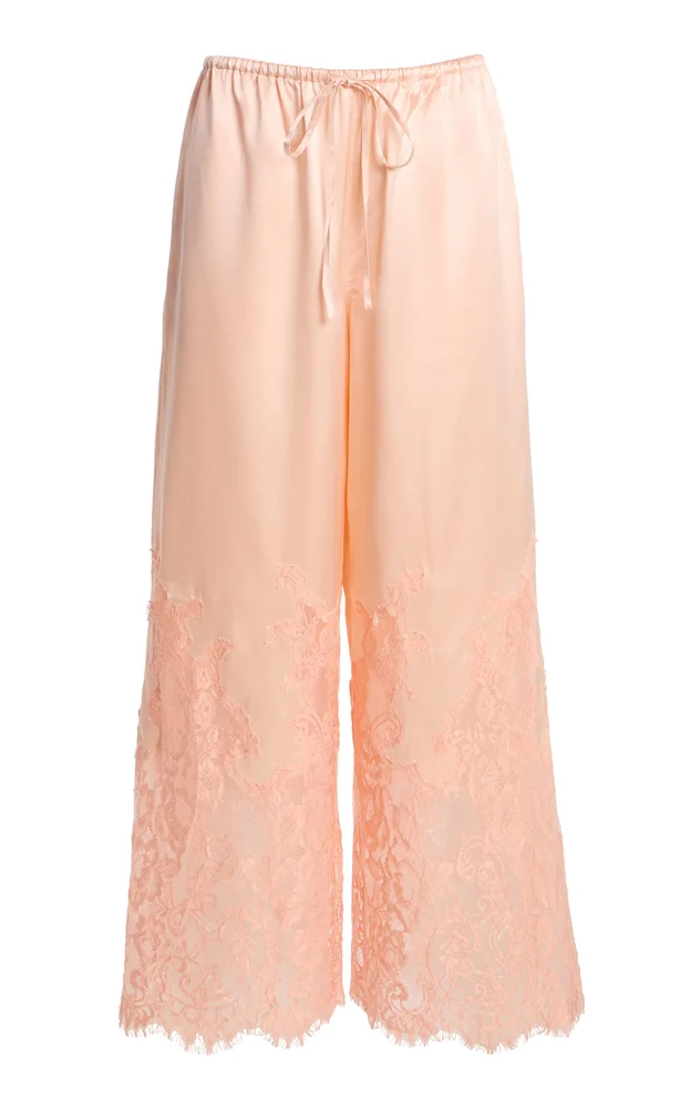 Exclusive Adore Lace-Trimmed Silk-Blend Pants
