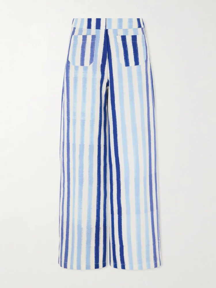 Striped wide-leg cotton pants