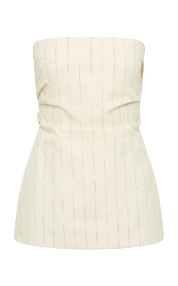 Strapless Striped Cotton-Blend Top