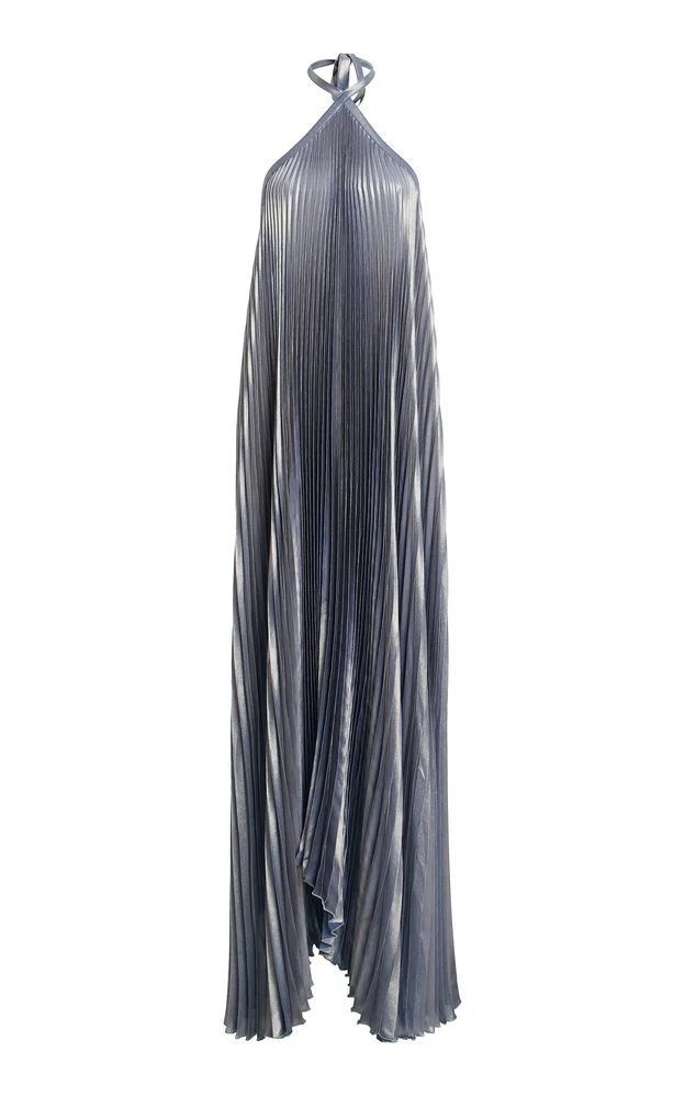 Deesse Pleated Halter Gown