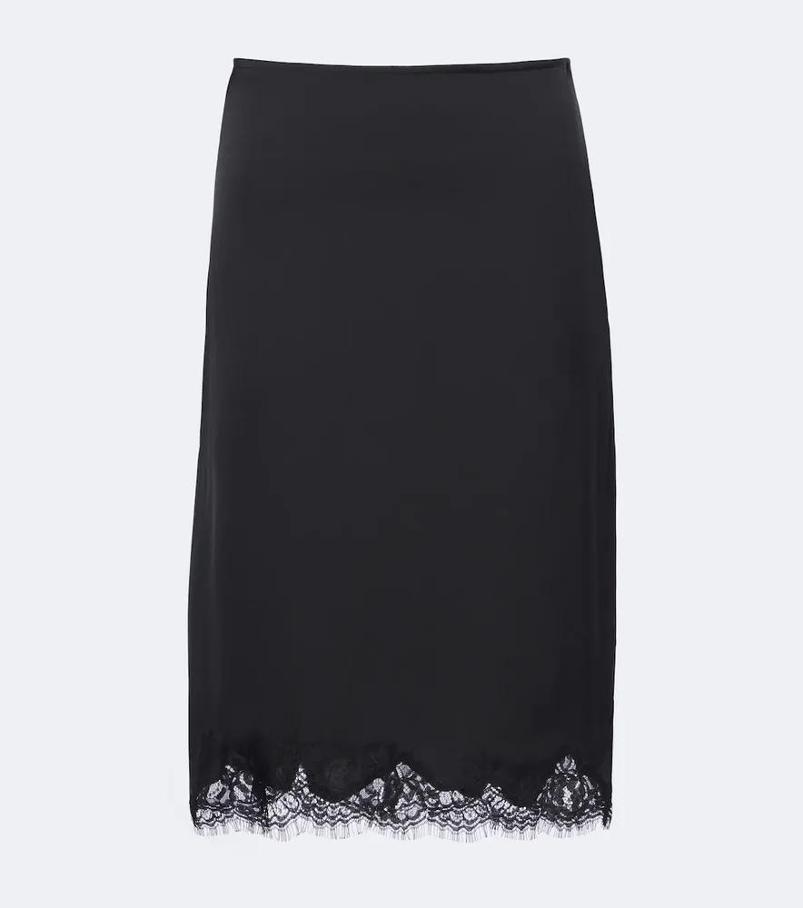 Marisol lace-trimmed satin slip skirt