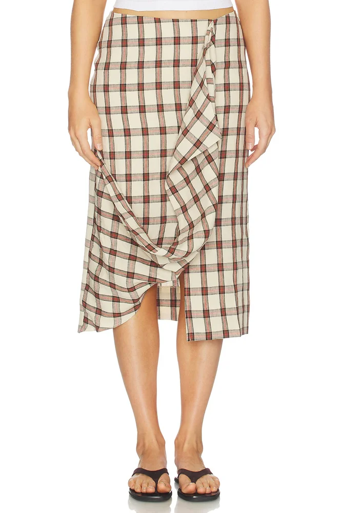 Draped Check Skirt
