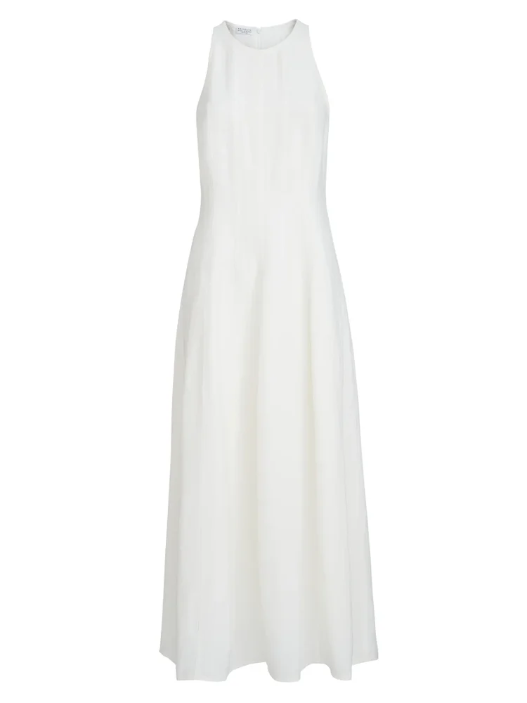 Brunello Cucinelli Viscose and Linen Fluid Twill Dress