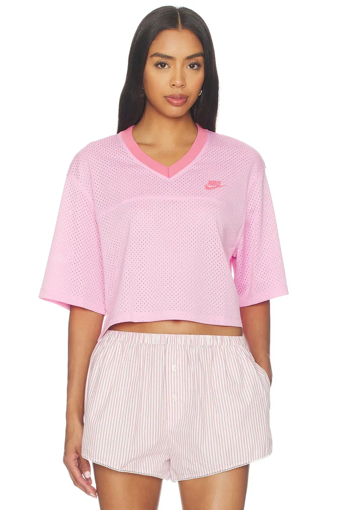 Cropped Mesh Jersey Top