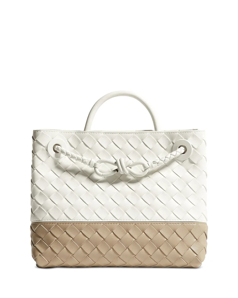 Small Andiamo Intrecciato Two Tone Leather Top Handle Bag