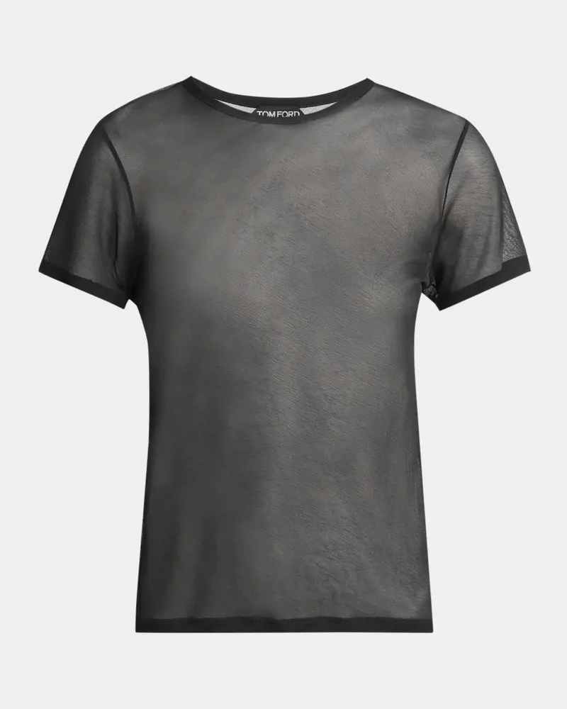 Sheer Light Crepe Jersey Short-Sleeve T-Shirt