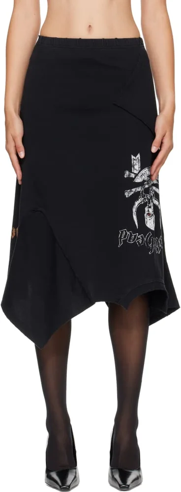 Black Motörhead Edition Upside-Down Midi Skirt