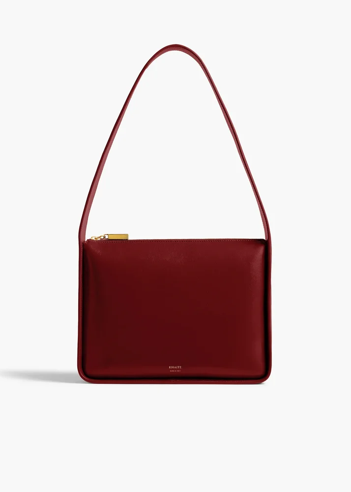 Lori Squared Bag in Oxblood Crackle Patent Leather
