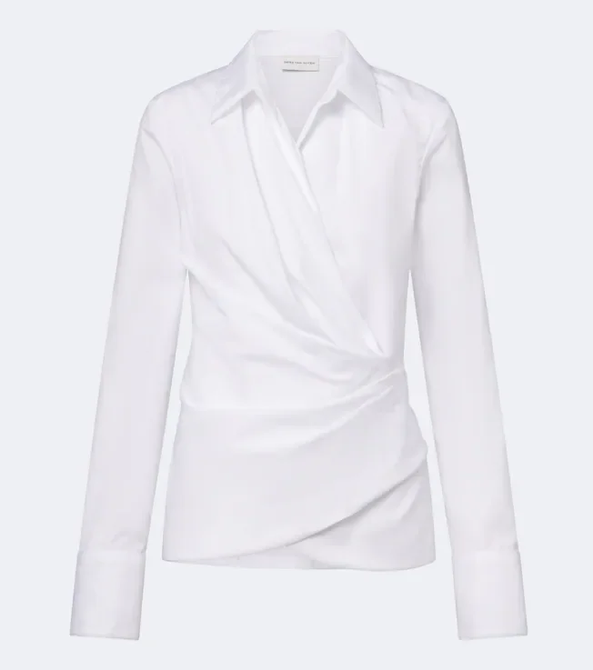 Cotton poplin wrap shirt