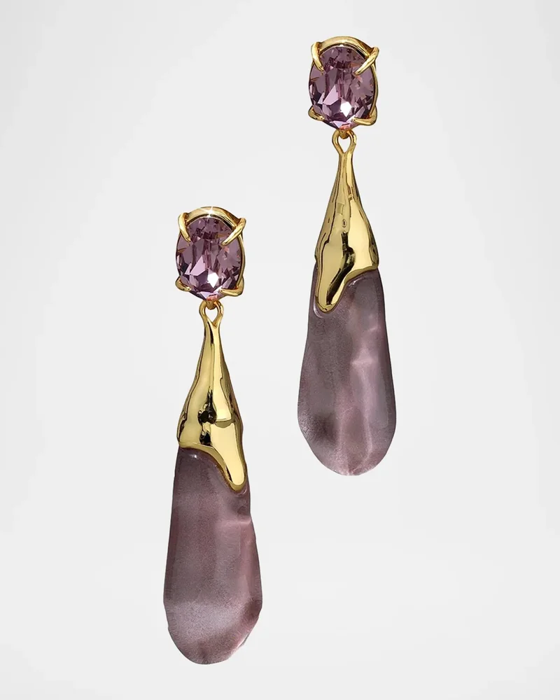 14K-Gold-Plated, Lucite & Crystal Drop Earrings