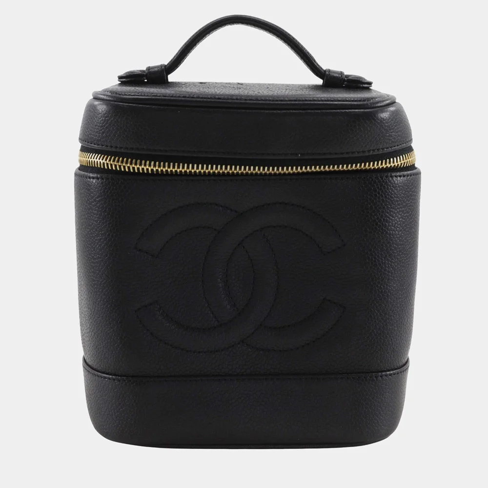 Vintage Timeless CC Vertical Black Caviar Leather Vanity Bag
