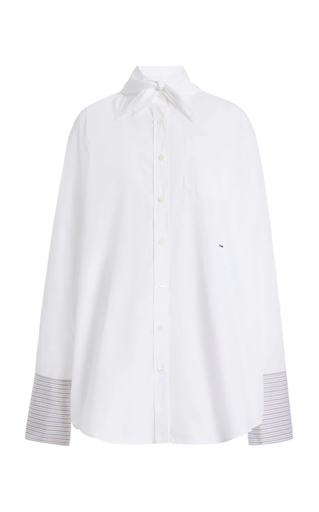 Tie-Neck Cotton Shirt