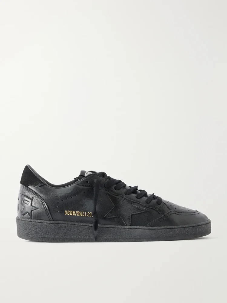 Ball Star Distressed Suede-Trimmed Leather Sneakers