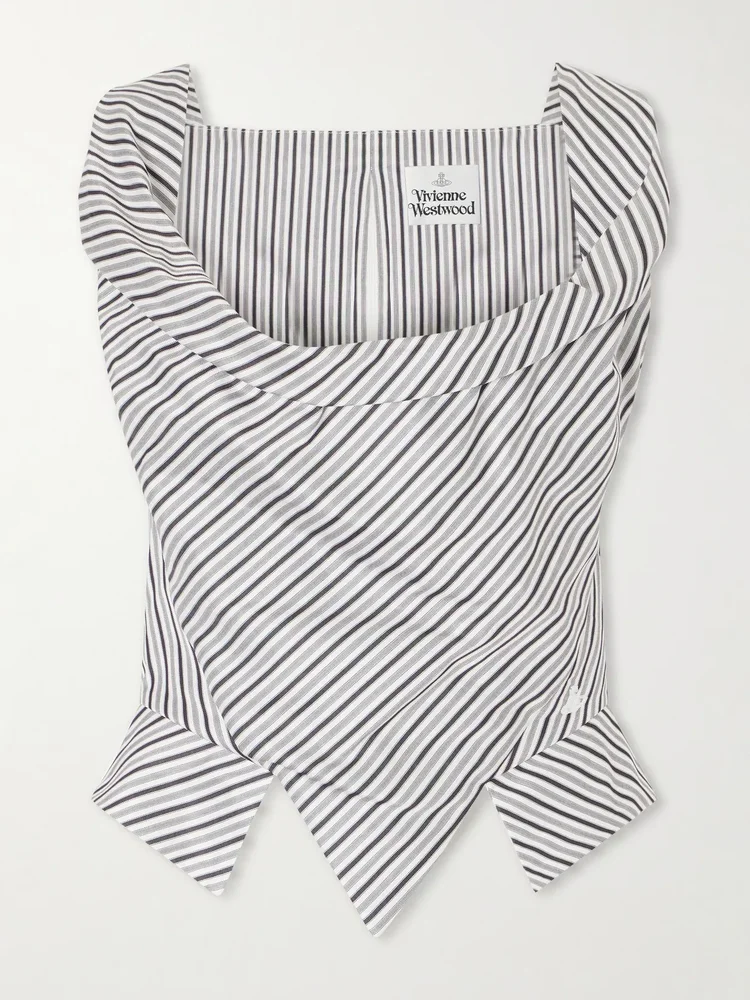 sunday asymmetric striped cotton poplin blouse