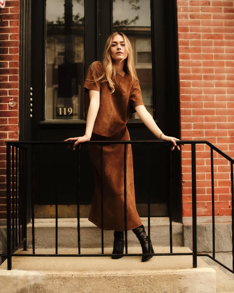 Presley Genuine Suede Midi Skirt