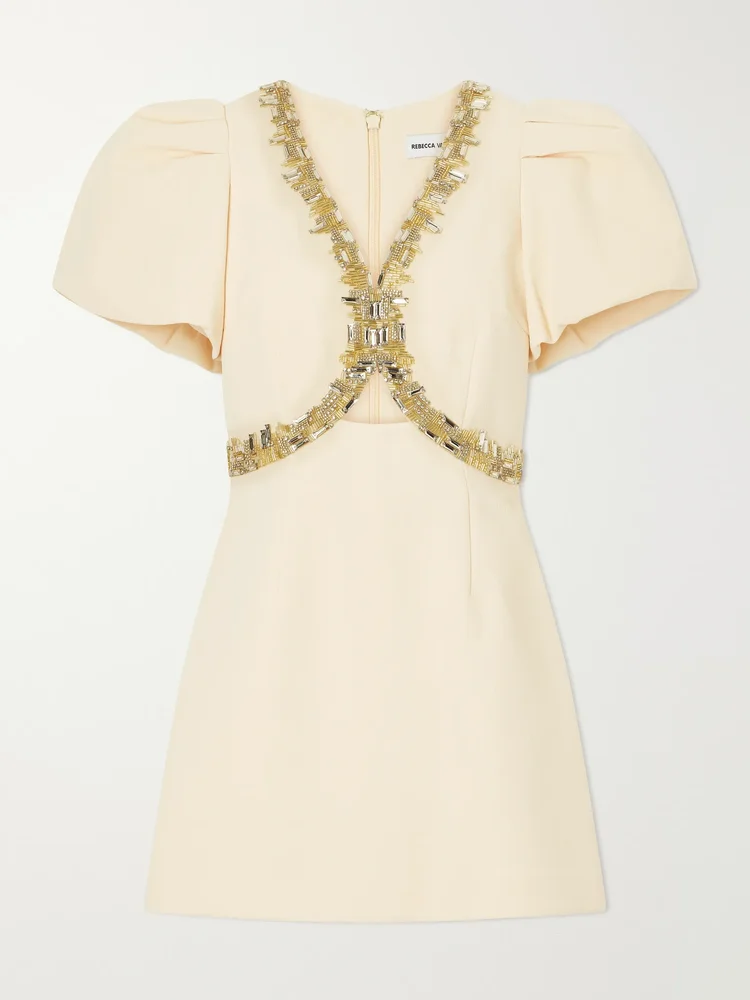 Alexandrite embellished cady mini dress