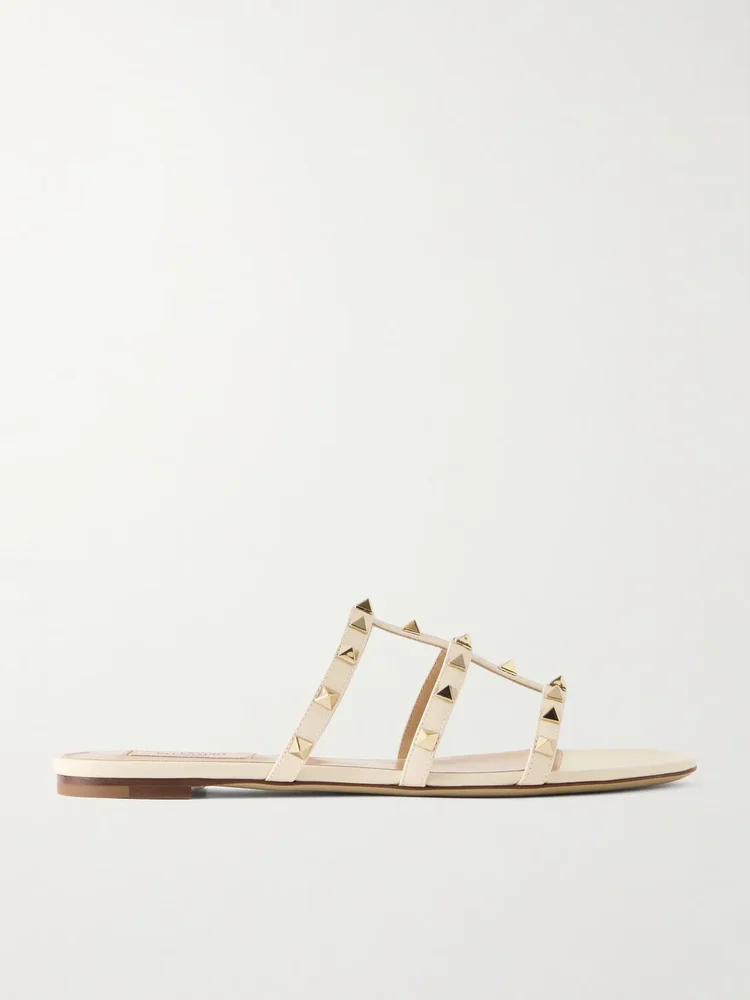 Rockstud embellished leather sandals
