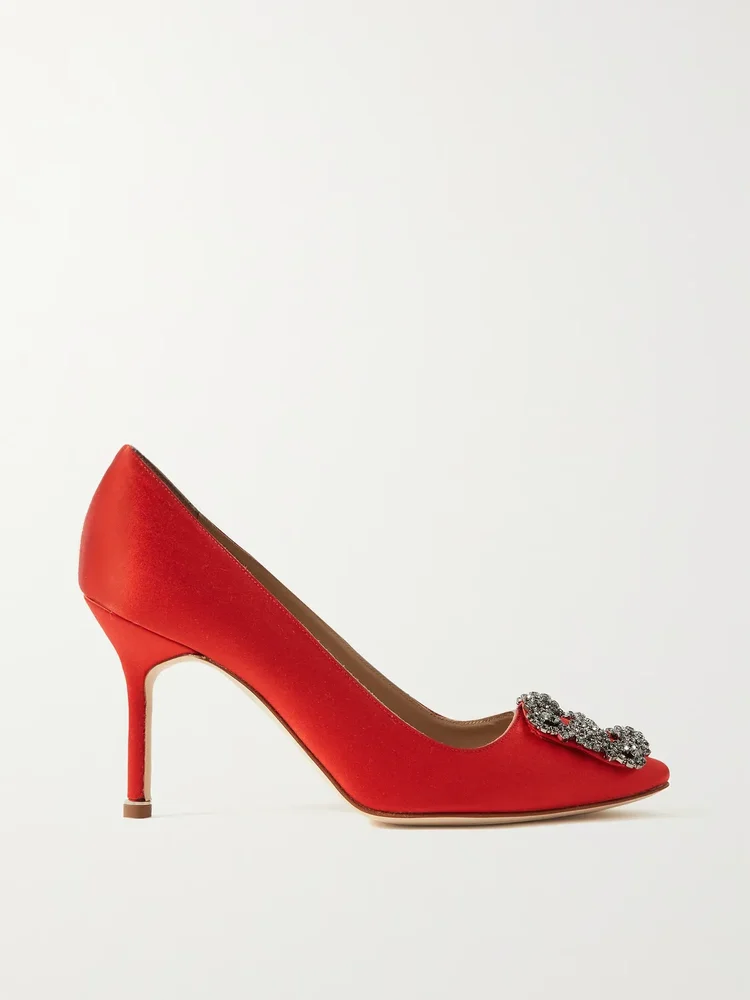 Hangisi 90 crystal-embellished satin pumps