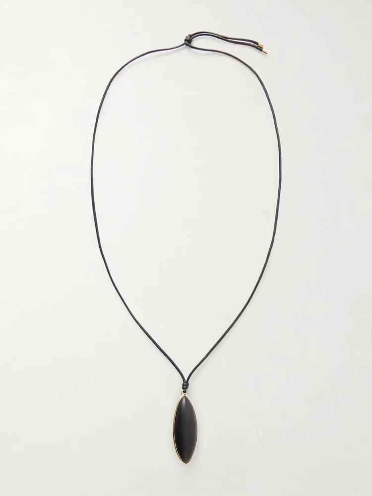 Dagger gold-plated, quartz and leather necklace
