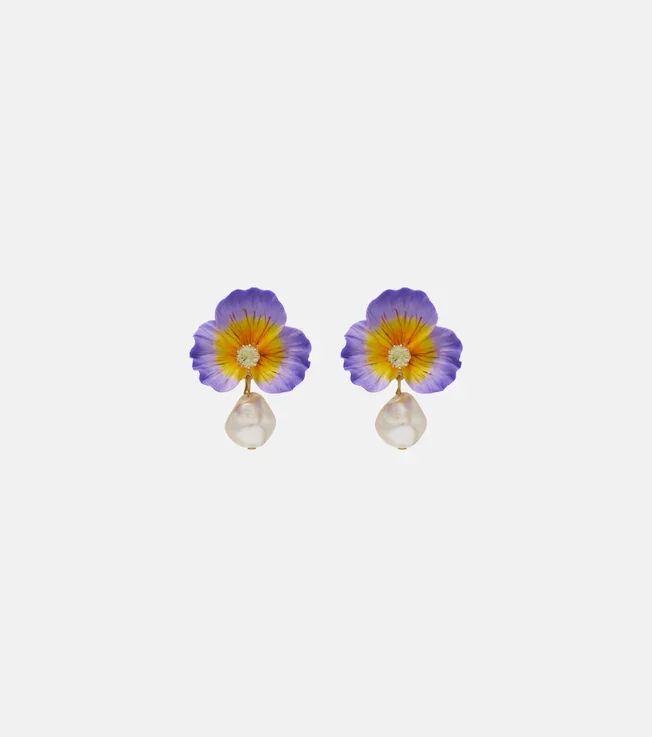 Embellished floral drop earrings