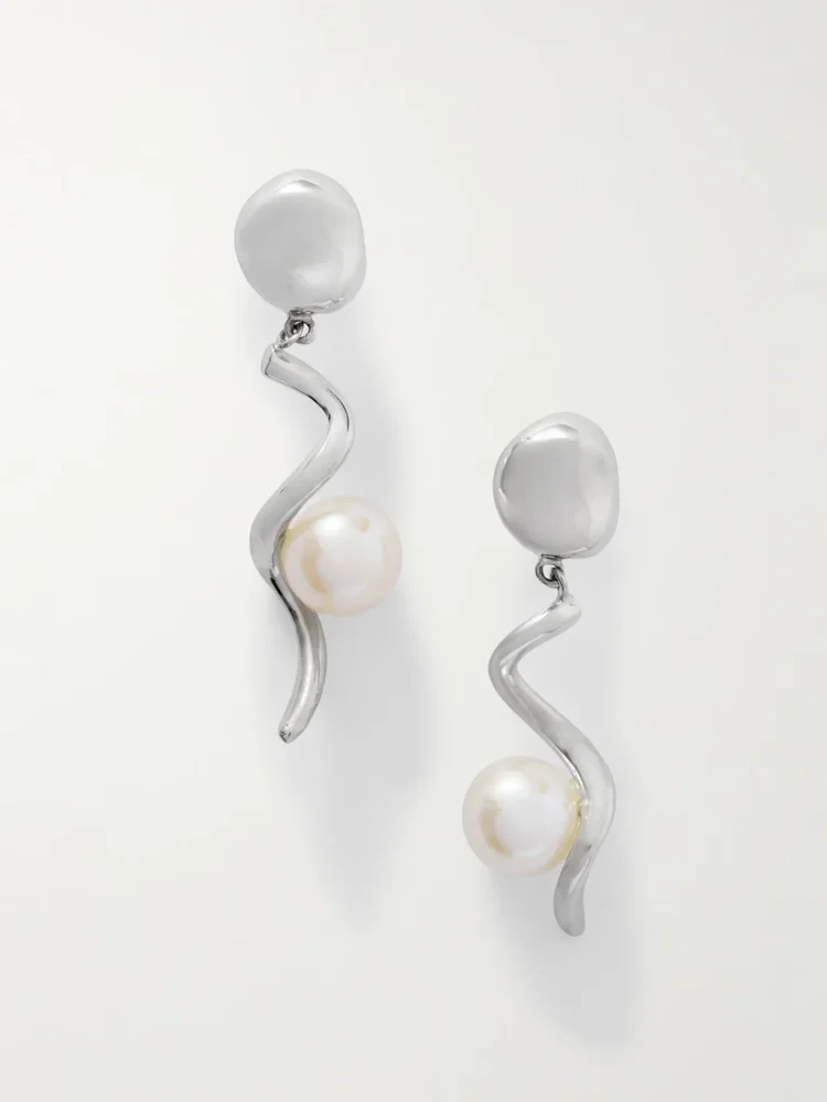 Teneille recycled sterling silver pearl earrings