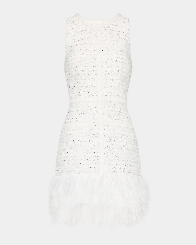 Raven Metallic Tweed Feathered Mini Dress