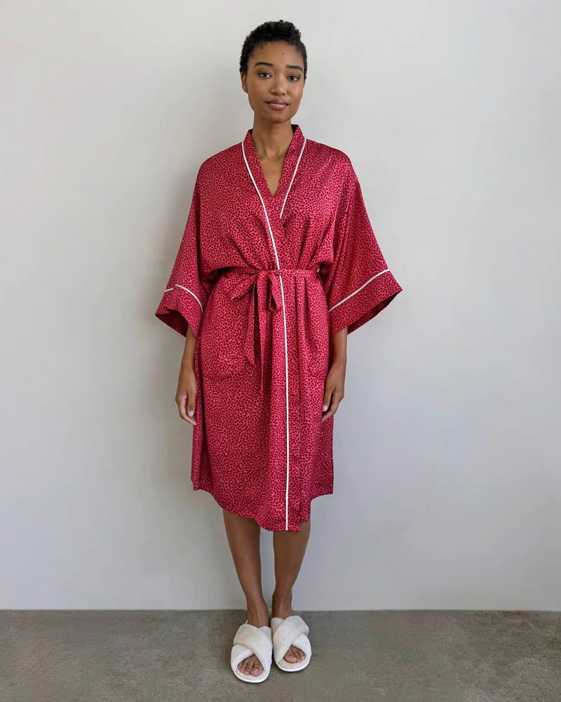 Mini Heart Toss Satin Silk Robe
