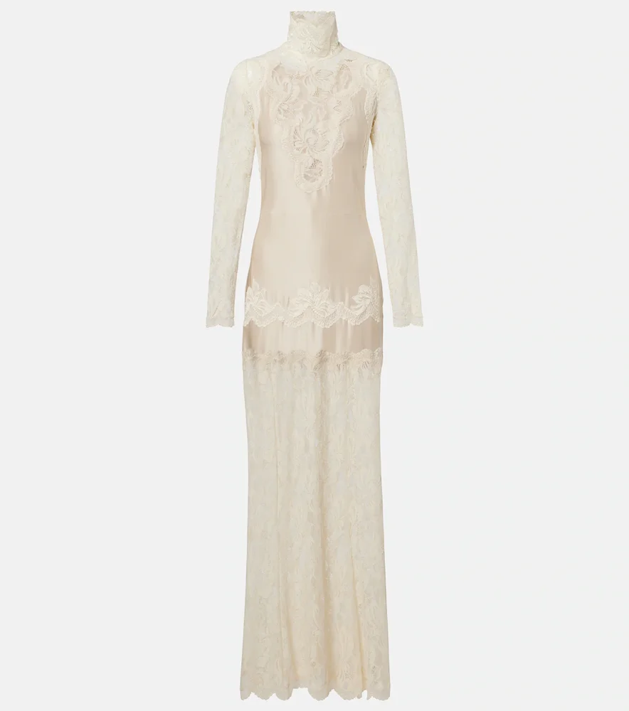 Lace and satin maxi dress