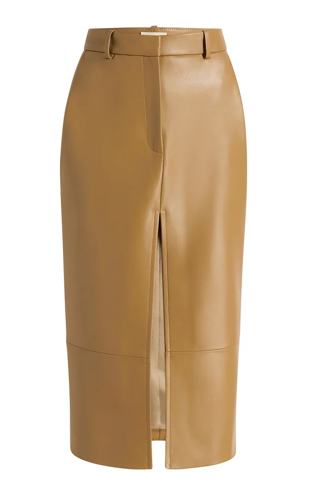 Anden Plonge Leather Midi Skirt