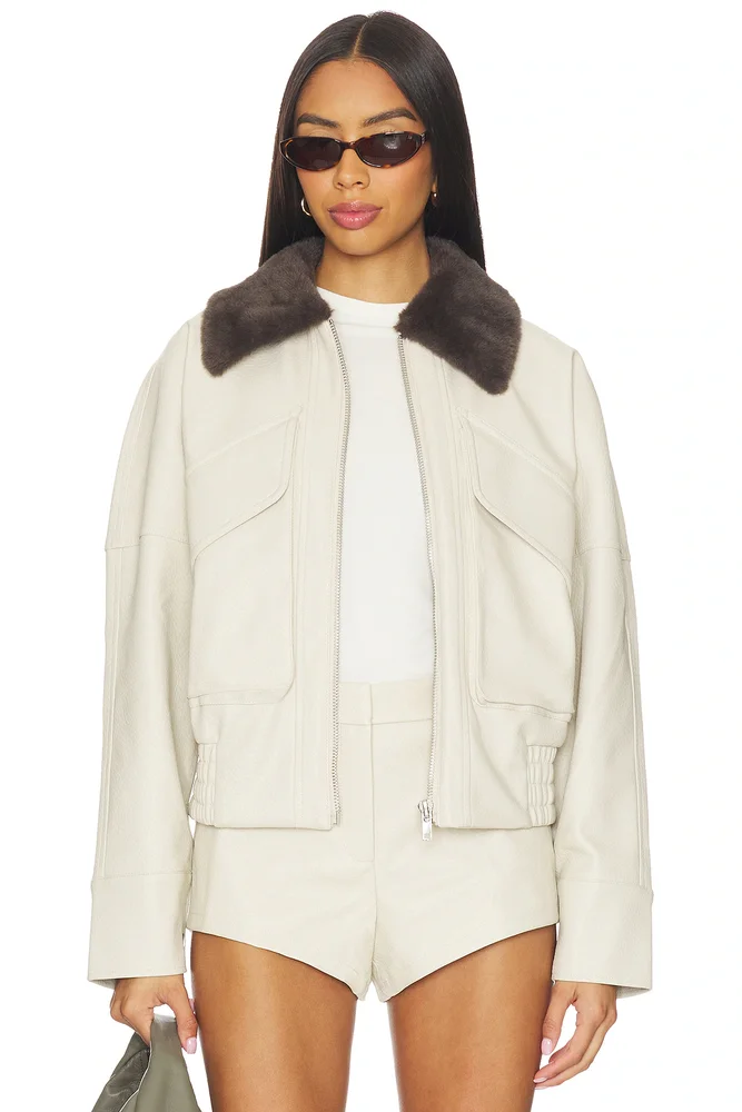 White faux fur jacket