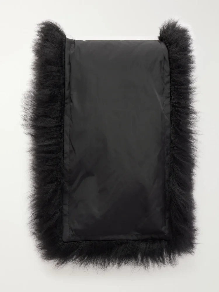 Leather and shearling scarf