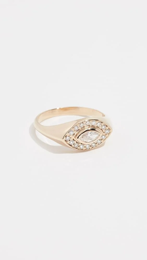 14k Marquis Signet Ring