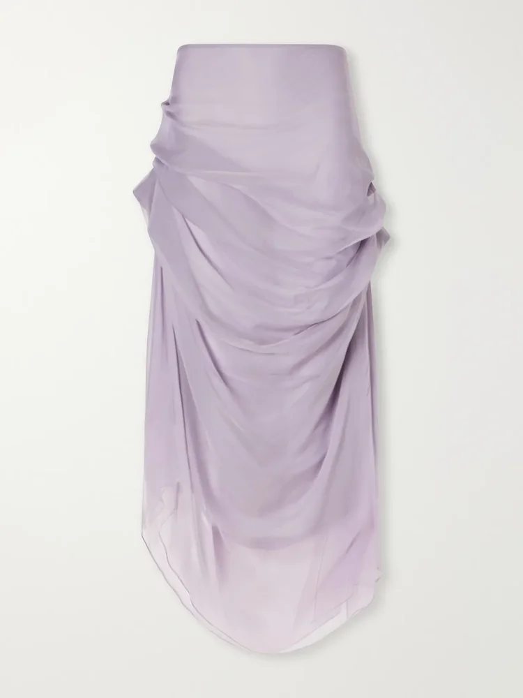 Najia silk-blend chiffon midi skirt