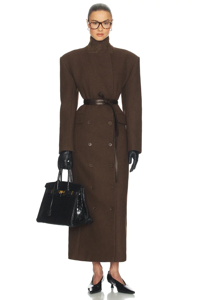 Scarf coat in drapey wool blend