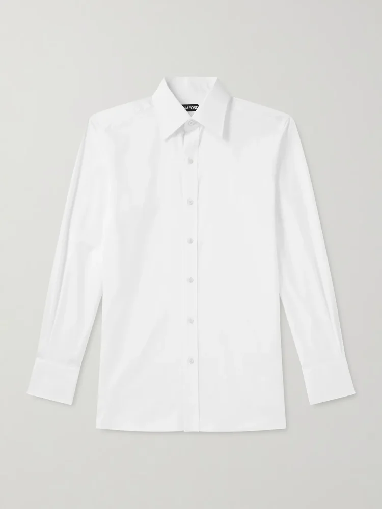 Classic-Collar Cotton-Poplin Shirt