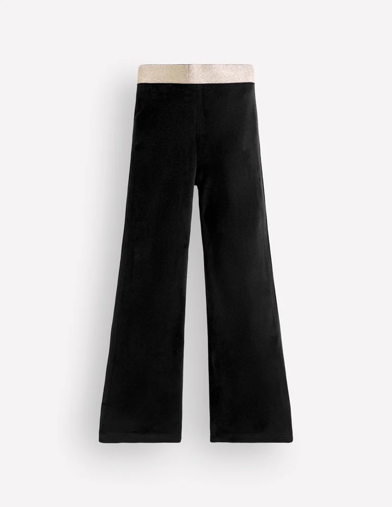 Velvet Flared Leggings-Black