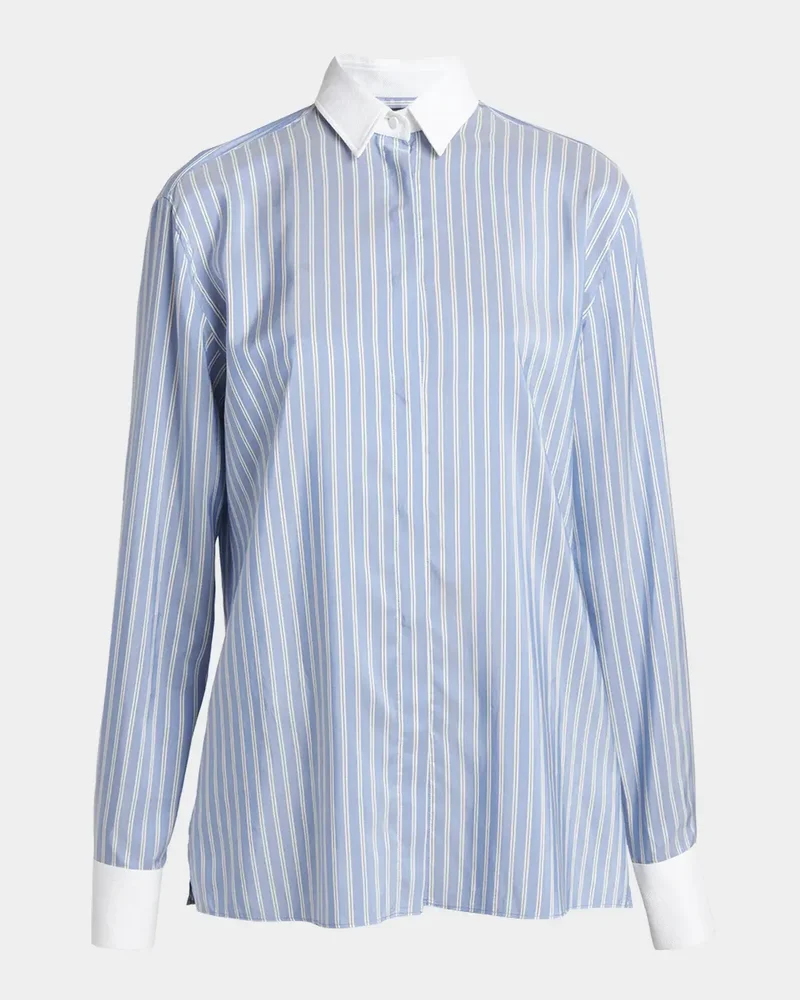 Striped Silk Button-Down Shirt