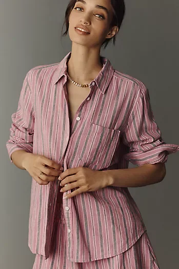 Maeve Kate Classic Linen Blend Buttondown Shirt