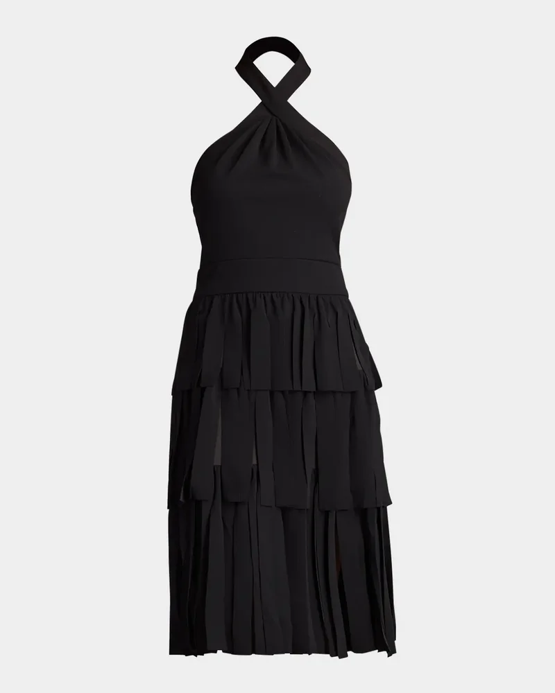 Tiered Car Wash Crepe Halter Dress