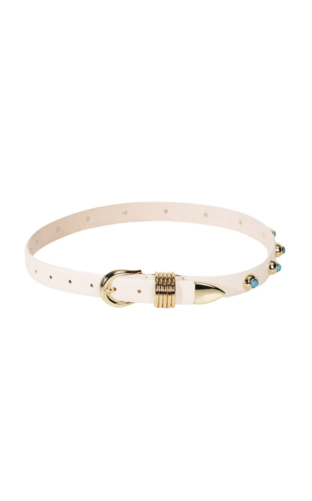 Hollyhock Turquoise Leather Belt