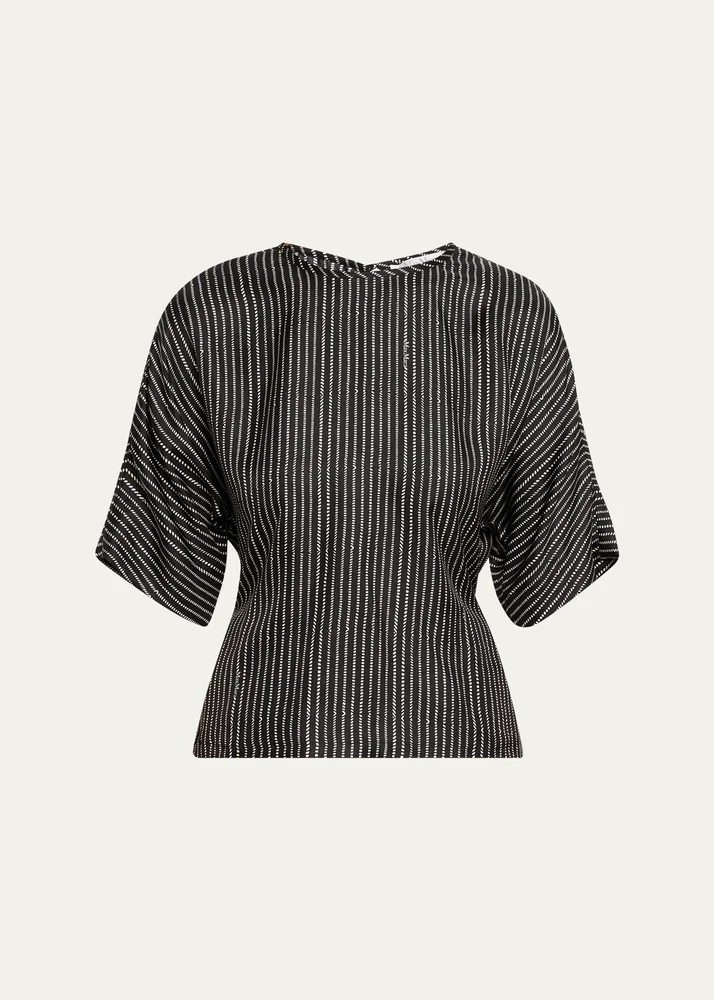Striped Tie-Back Silk Shirt
