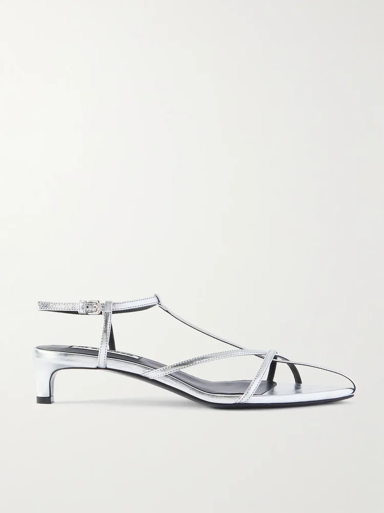 Metallic leather sandals
