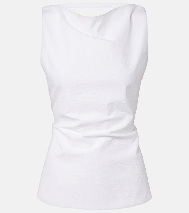 Draped cotton-blend top