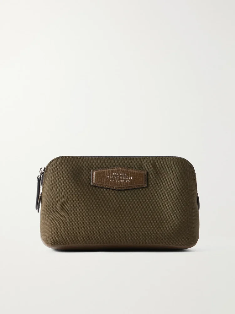 Norton leather-trimmed canvas pouch
