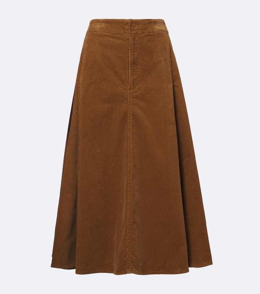 Cotton corduroy midi skirt