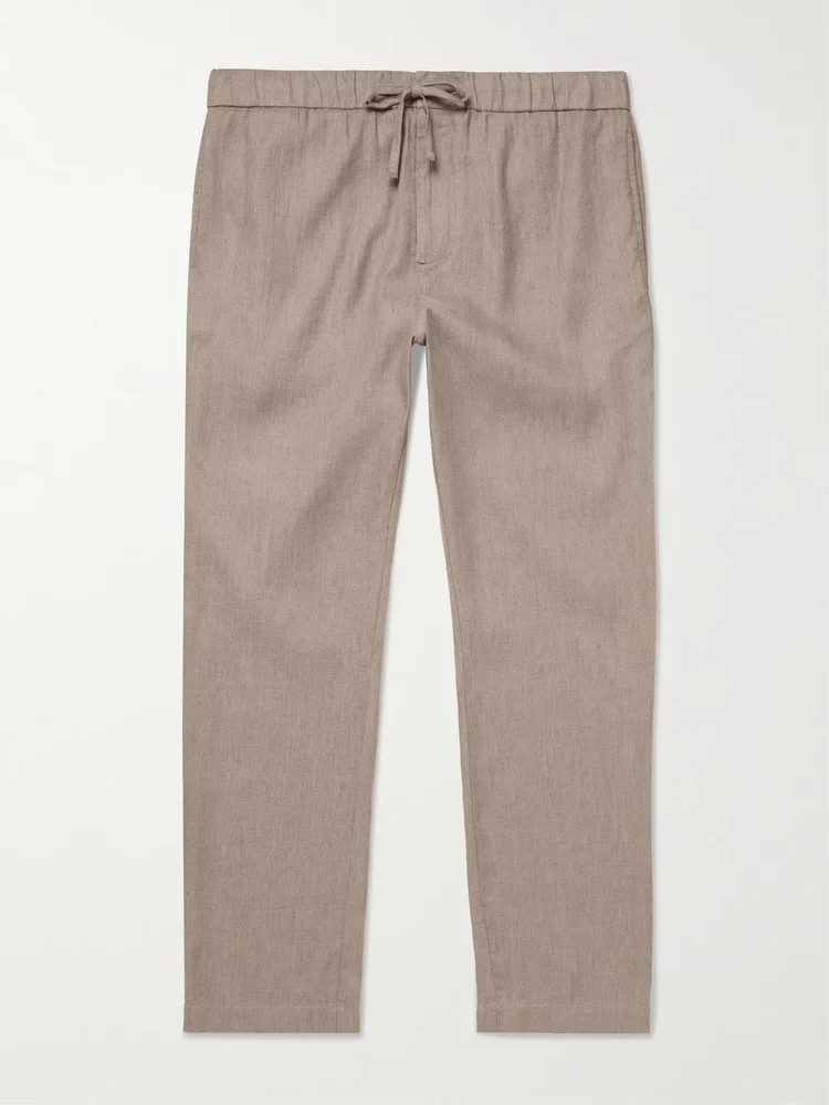 Oscar Straight-Leg Linen and Cotton-Blend Drawstring Trousers