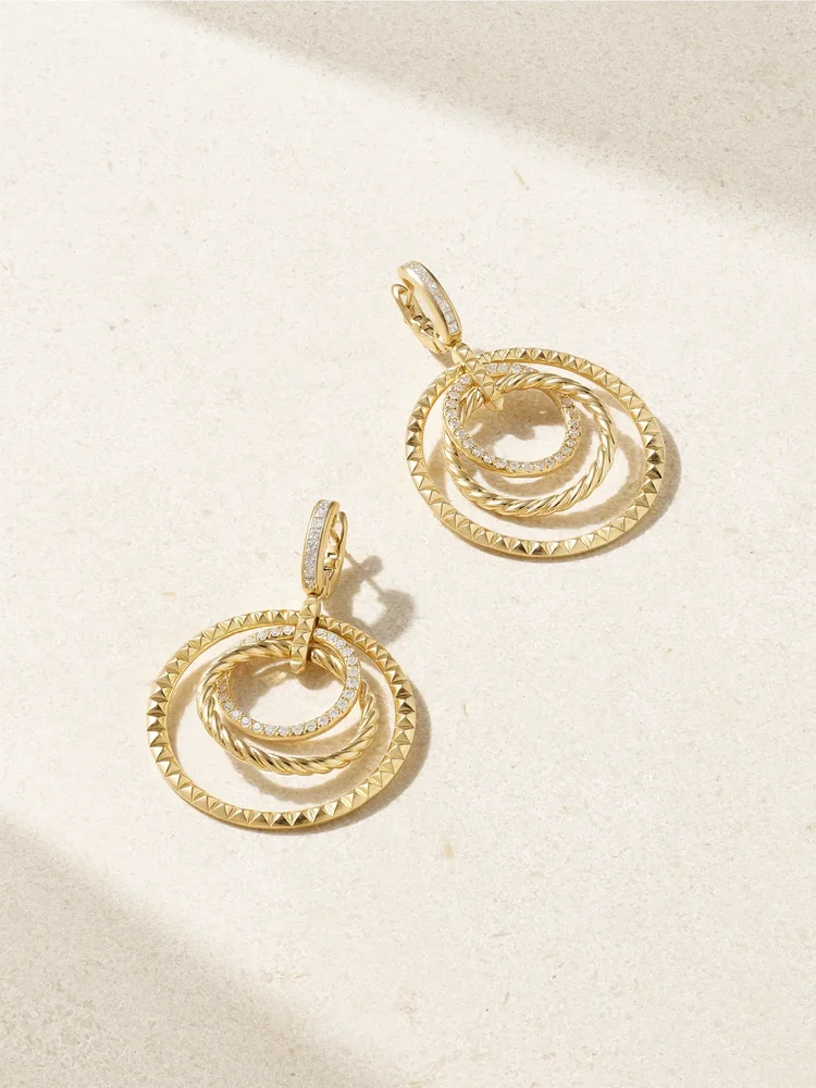 Crossover Trio 18-karat gold diamond hoop earrings