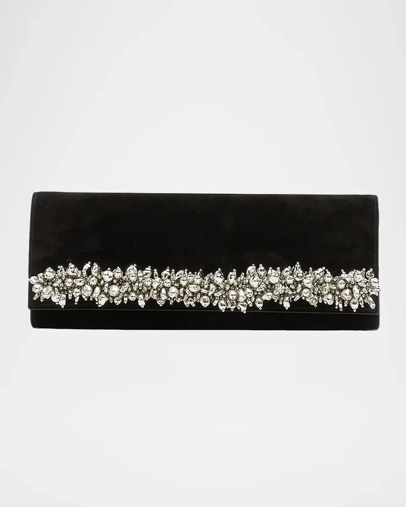 River Embellished Suede East-West Clutch