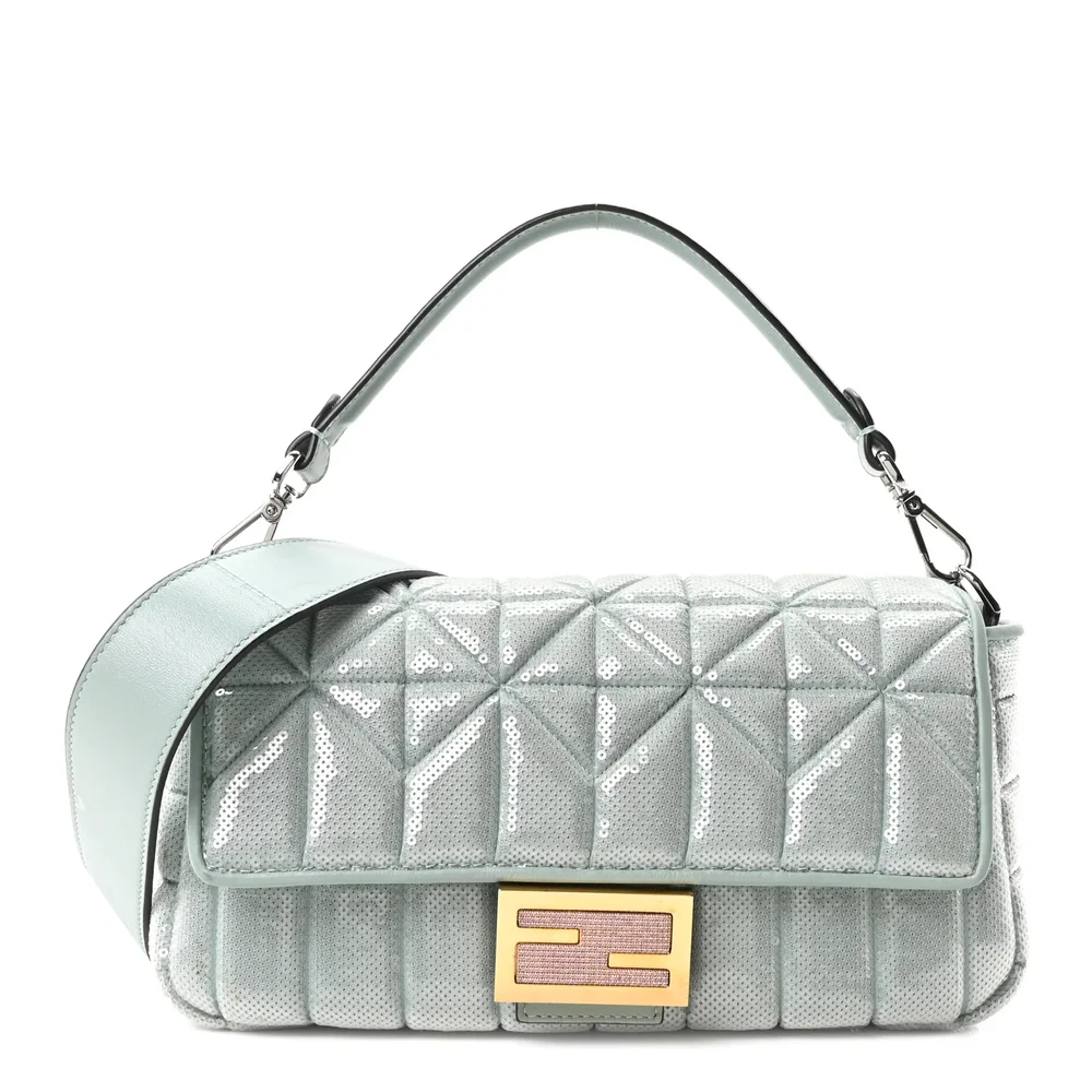 Pre-Owned Sequin Paillettes Nappa Baguette Light Blue