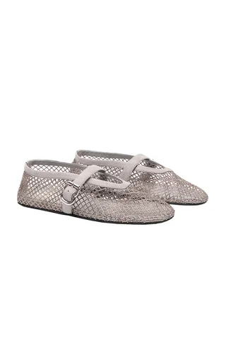 Embellished Fishnet Mary Jane Flats